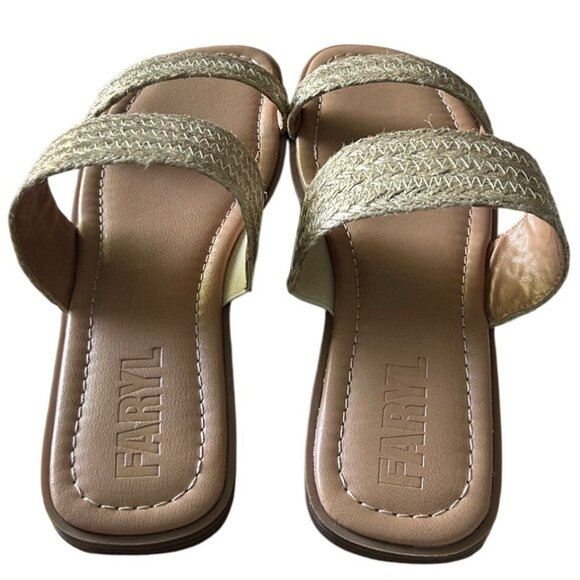 FARYL Carmen Gold Raffia Slides Size 6.5 New In Box - Picture 6 of 10